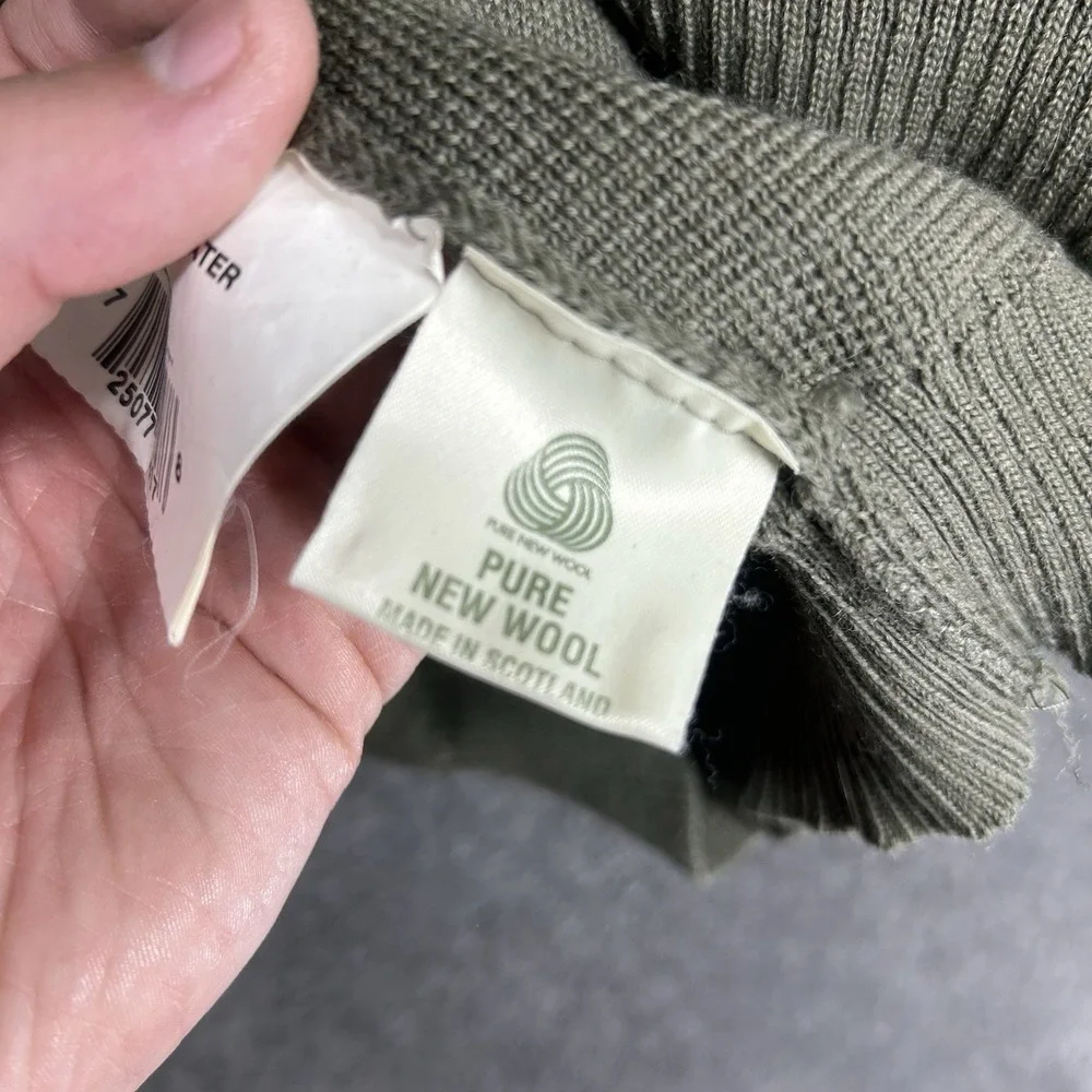Barbour Sweater Mens XL Green V-neck D675 Fine Knit Pure New Wool Scotland - Picture 13 of 13